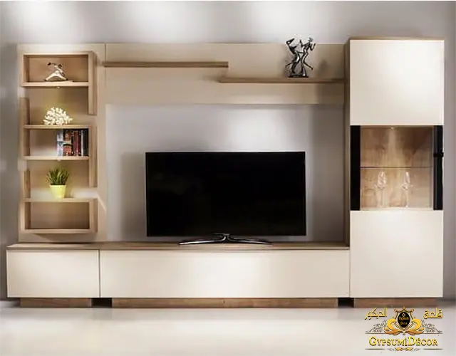 مكتبة شاشة مودرن مع ورق جدران شاشة مودرن مع ورق جدران