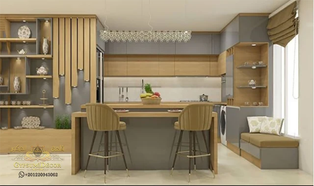 ديكورات مطابخ صغيرة نظام امريكي صور مطابخ