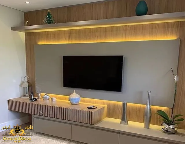 الوان مكتبات جبس بورد تصميم مكتبة للشاشات والكتب