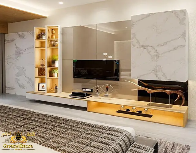 مكتبة شاشة مع خلفية بديل رخام خلفيات بديل رخام