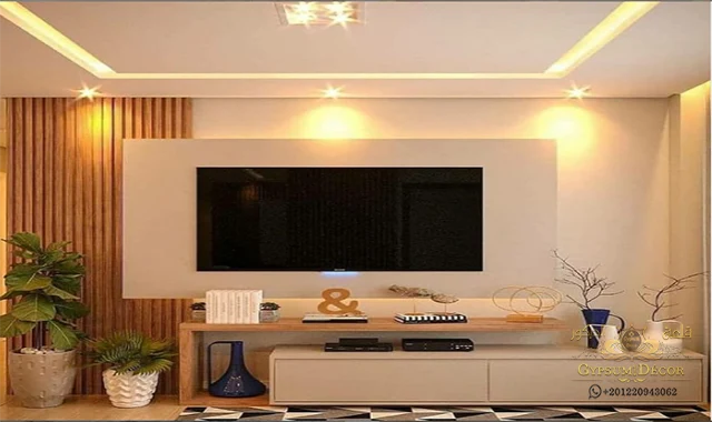 ديكور مكتبة تلفزيون خشب مكتبة شاشة بسيطة