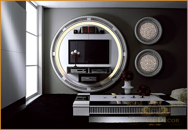 اشكال مكتبات خشب للشاشه قلعة الديكور