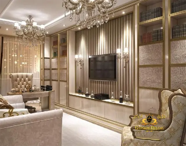 ديكورات جبس بورد مكتبات تلفزيون مكتبات تلفزيون