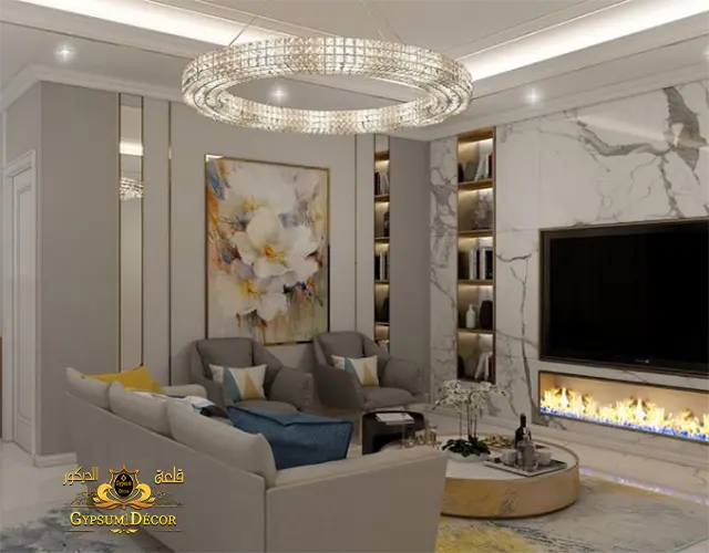 ديكورات جبسيات مجلس تصميم داخلي ناعم وبسيط