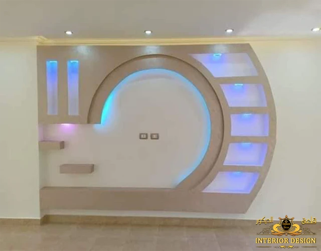 مكتبة جبس للتلفزيون صغيرة قلعة الديكور