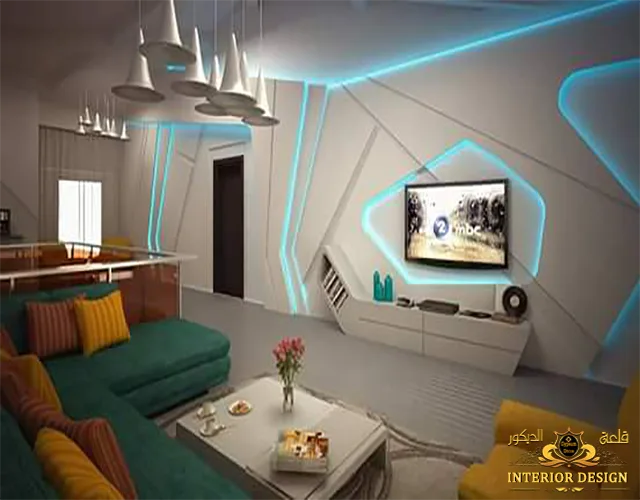 مكتبة شاشة جبس بورد قلعة الديكور