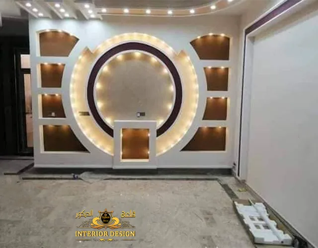 مكتبة شاشة جبس بورد قلعة الديكور