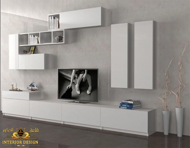 مكتبة تلفزيون خشب مودرن كتالوج مكتبات خشبية قلعة الديكور