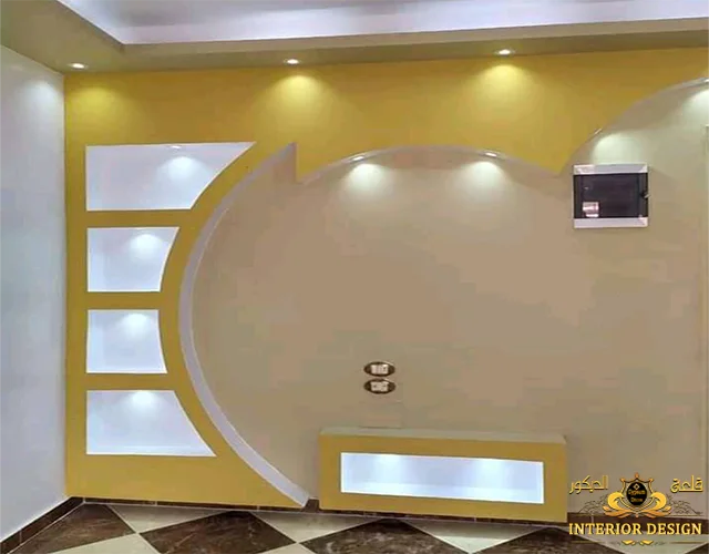 مكتبة شاشة جبس بورد قلعة الديكور