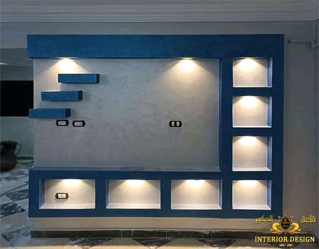 مكتبة جبس للتلفزيون صغيرة قلعة الديكور