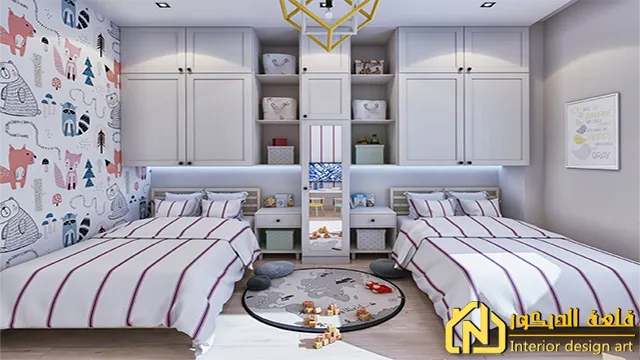 Children's bedroom wit two beds wardrobe and wardrobe Childrens bedroom