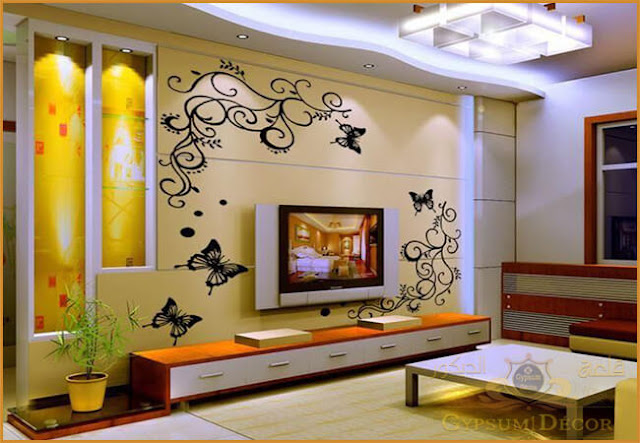 شاشات جبس بورد مع ورق حائط قلعة الديكور