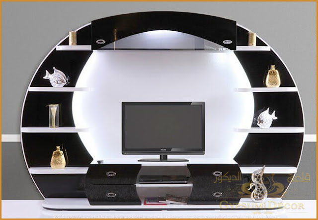 اشكال مكتبات خشب للشاشه قلعة الديكور