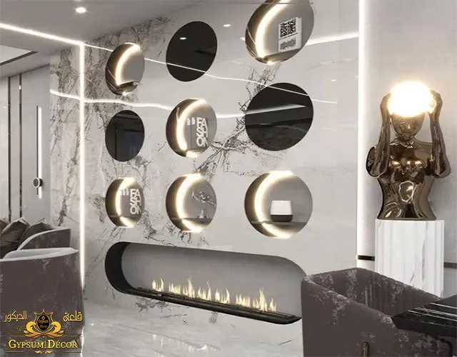 رفوف مكتبة على الحائط بديل الرخام