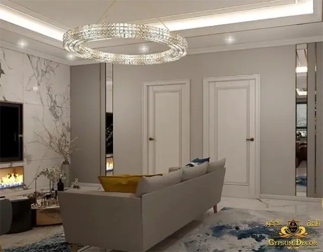 تصميم داخلي فخم مع مكتبة بديل رخام